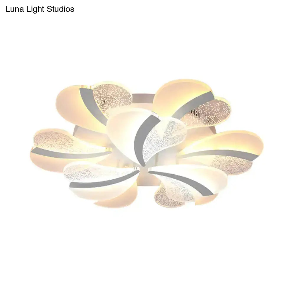 Modern Heart-Shaped Led Ceiling Lamp - Acrylic Flush Mount Light For Living Room With 5/9/15