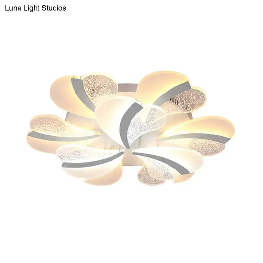 Modern Heart-Shaped Led Ceiling Lamp - Acrylic Flush Mount Light For Living Room With 5/9/15