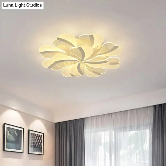 Modern Heart-Shaped Led Ceiling Lamp - Acrylic Flush Mount Light For Living Room With 5/9/15