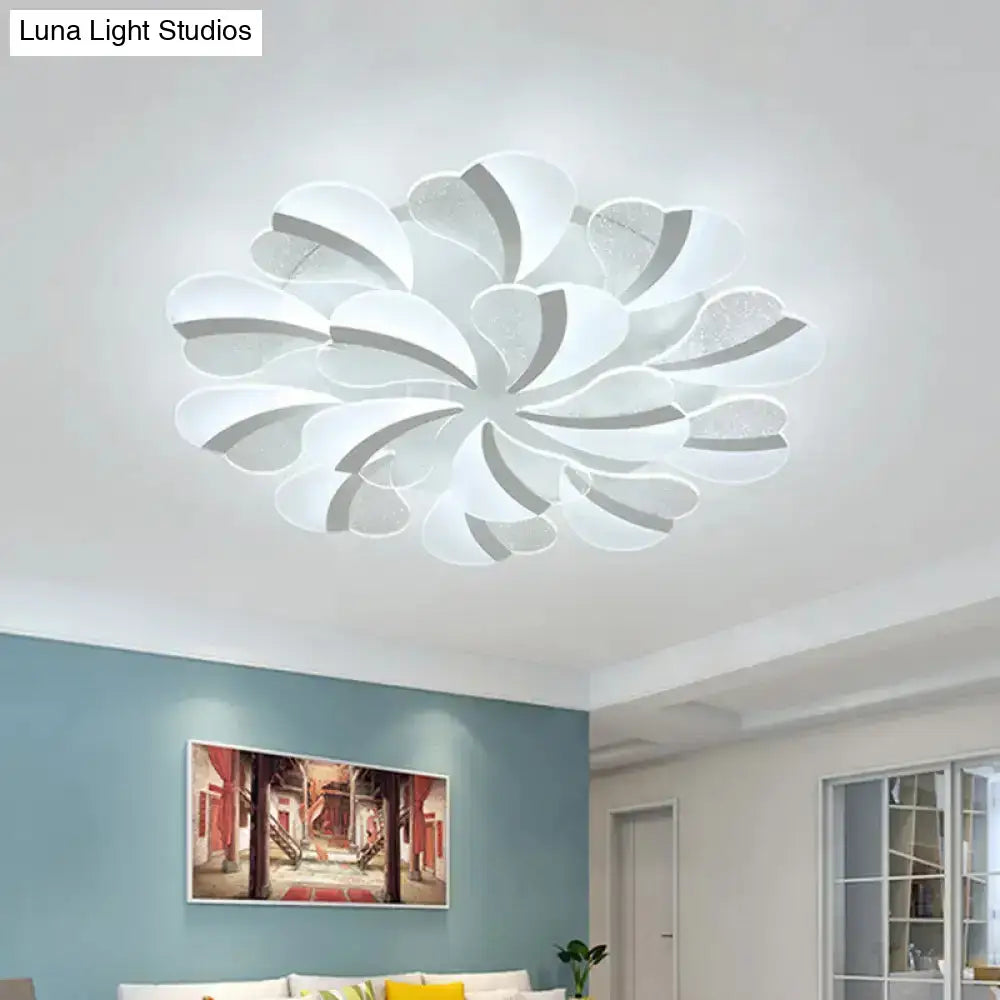 Modern Heart-Shaped Led Ceiling Lamp - Acrylic Flush Mount Light For Living Room With 5/9/15