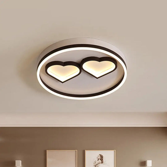 Modern Heart - Shaped Led Ceiling Light For Bedroom - Warm/White Flushmount Coffee Acrylic Mount /