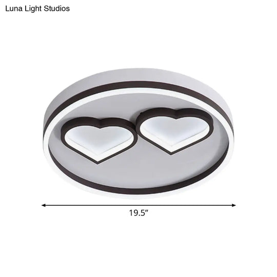 Modern Heart-Shaped Led Ceiling Light For Bedroom - Warm/White Flushmount Coffee Acrylic Mount