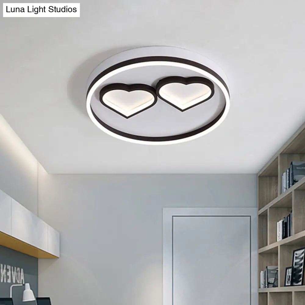 Modern Heart - Shaped Led Ceiling Light For Bedroom - Warm/White Flushmount Coffee Acrylic Mount