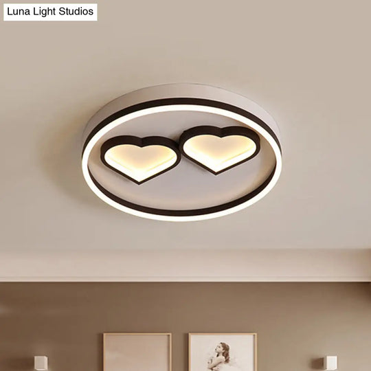 Modern Heart-Shaped Led Ceiling Light For Bedroom - Warm/White Flushmount Coffee Acrylic Mount /