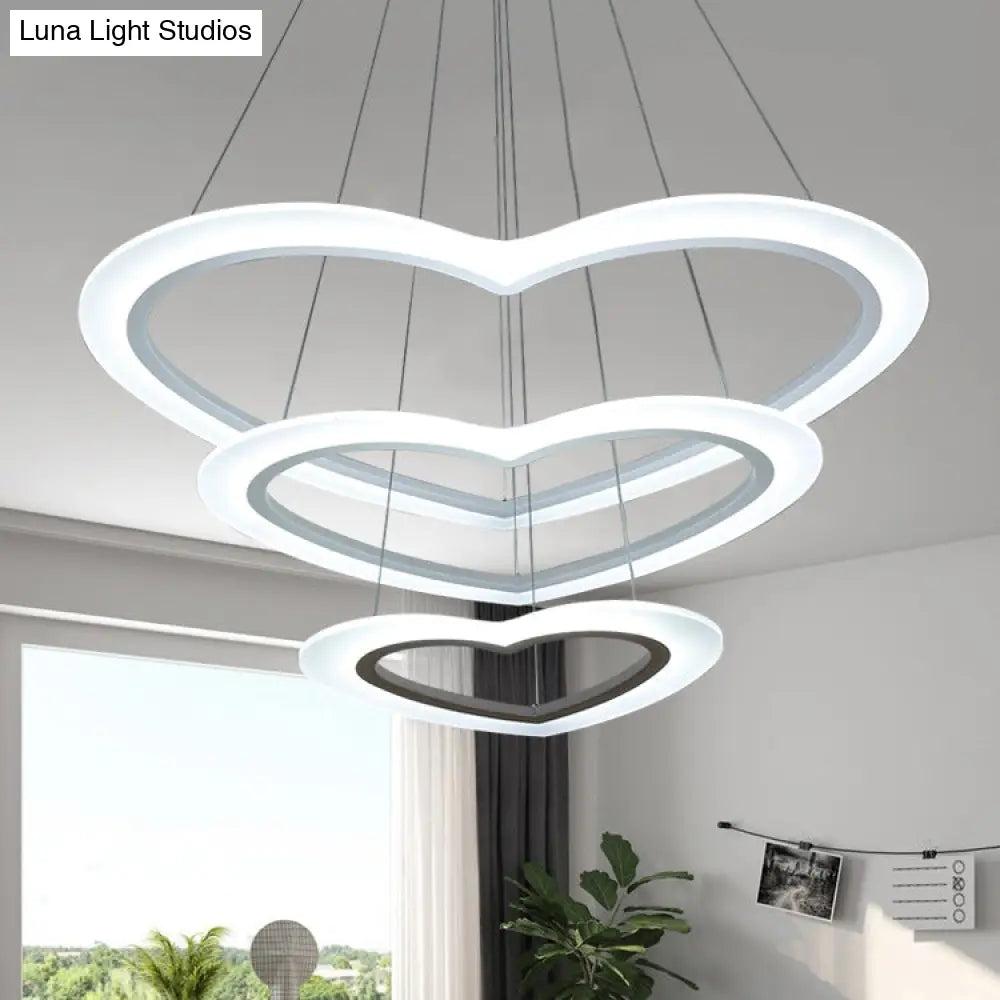 Modern Heart-Shaped Led Chandelier Pendant For Living Room Ceiling - Warm/White Light