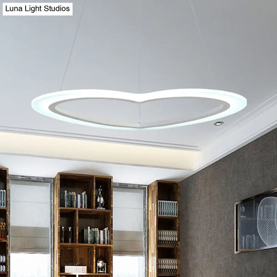 Modern Heart-Shaped Led Chandelier Pendant For Living Room Ceiling - Warm/White Light