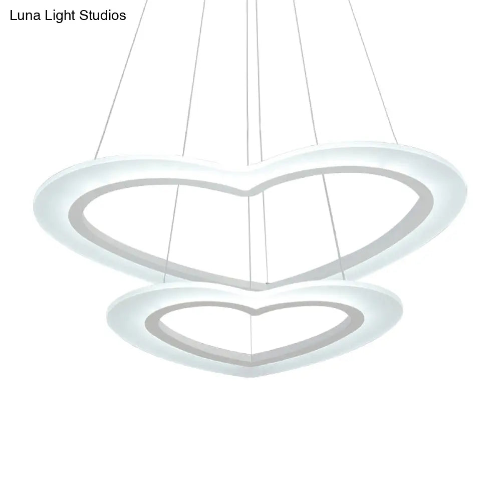 Modern Heart-Shaped Led Chandelier Pendant For Living Room Ceiling - Warm/White Light