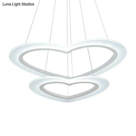 Modern Heart-Shaped Led Chandelier Pendant For Living Room Ceiling - Warm/White Light