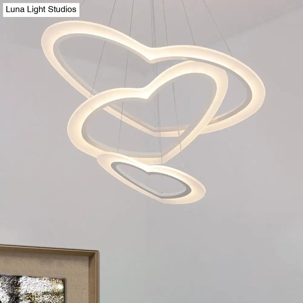 Modern Heart-Shaped Led Chandelier Pendant For Living Room Ceiling - Warm/White Light