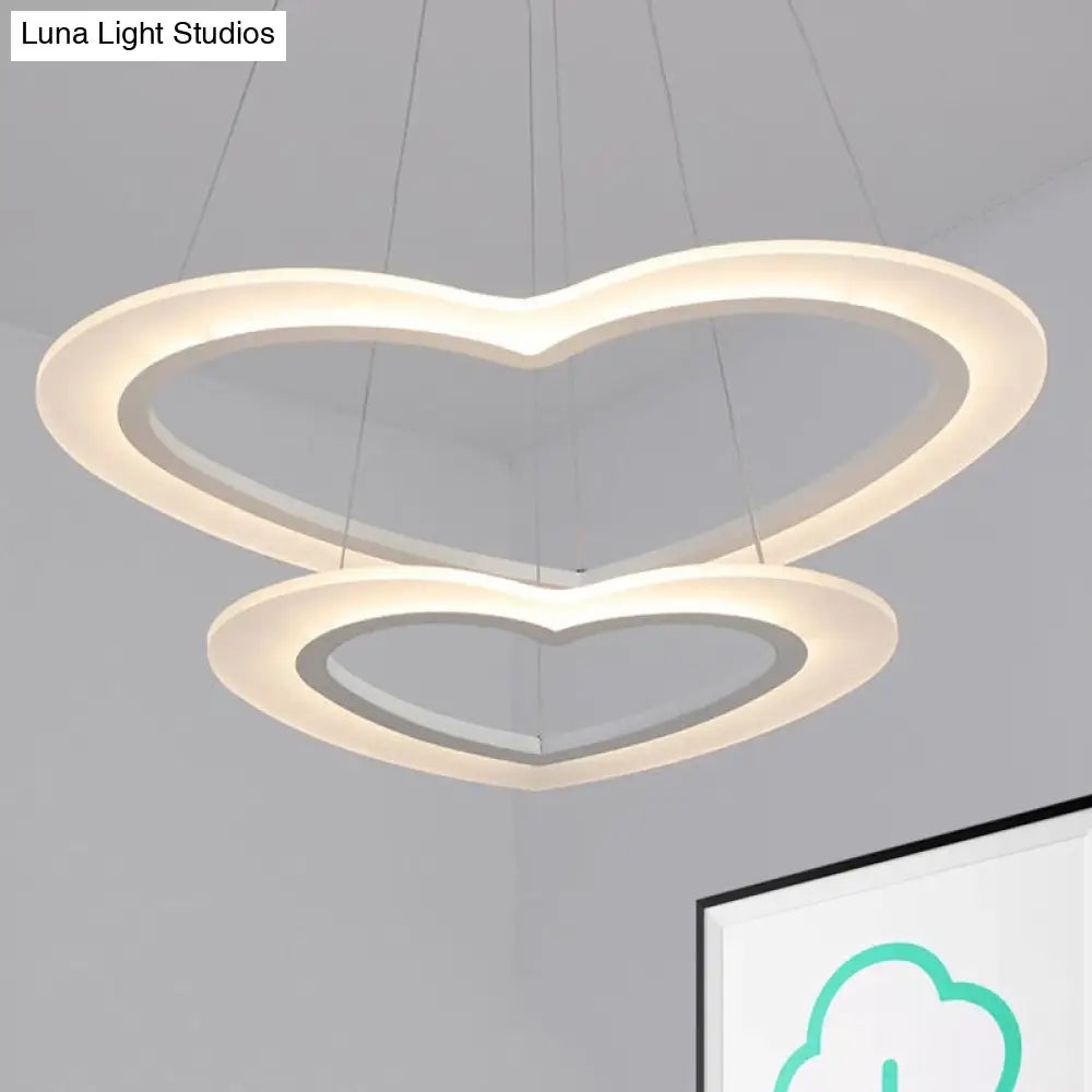 Modern Heart-Shaped Led Chandelier Pendant For Living Room Ceiling - Warm/White Light