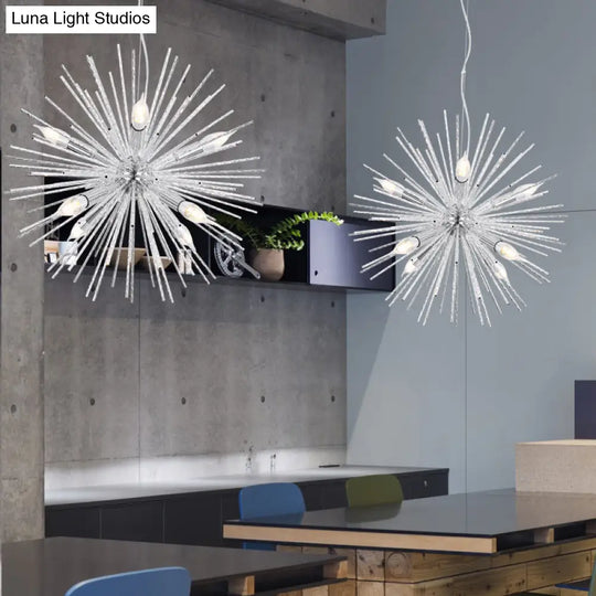 Modern Hedgehog Chandelier With Carved Metal Design For Living Room - Stylish Hanging Light Fixture