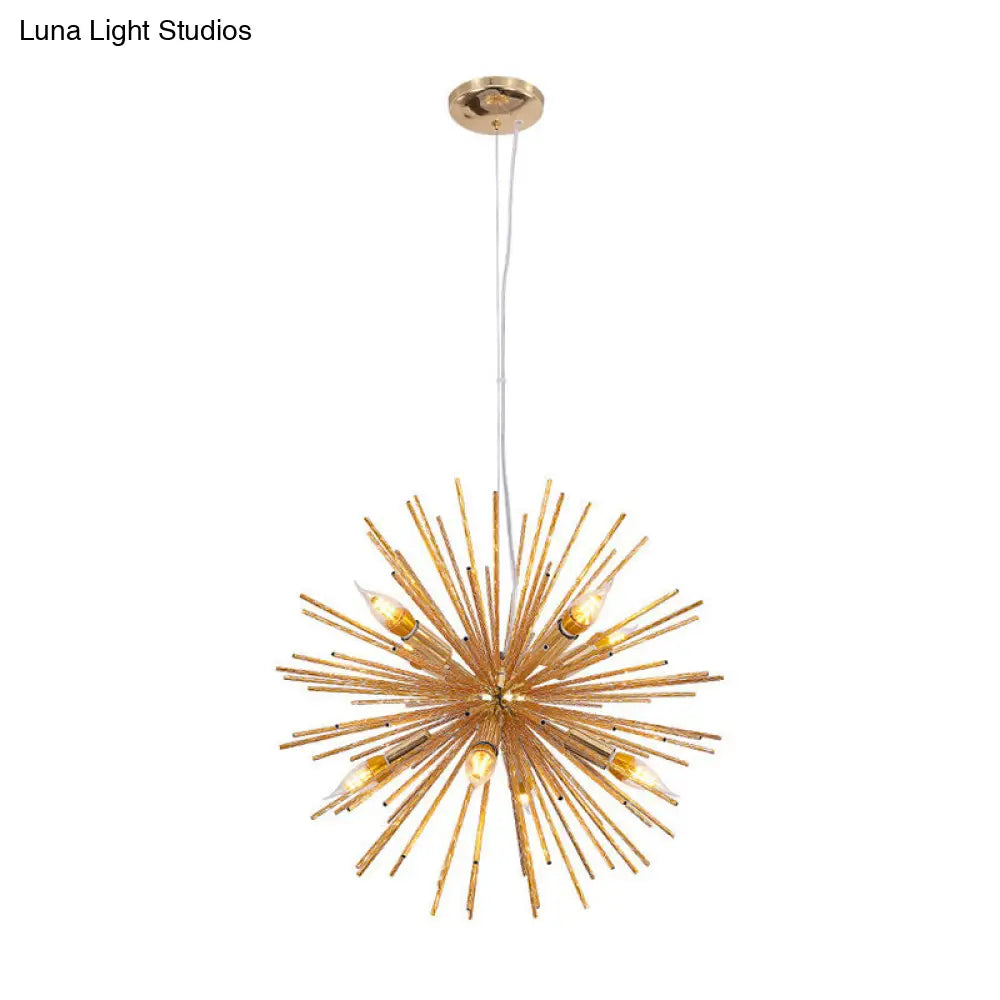 Hedgehog Chandelier With Minimalist Metal Design For Stylish Living Room Lighting Gold / 22