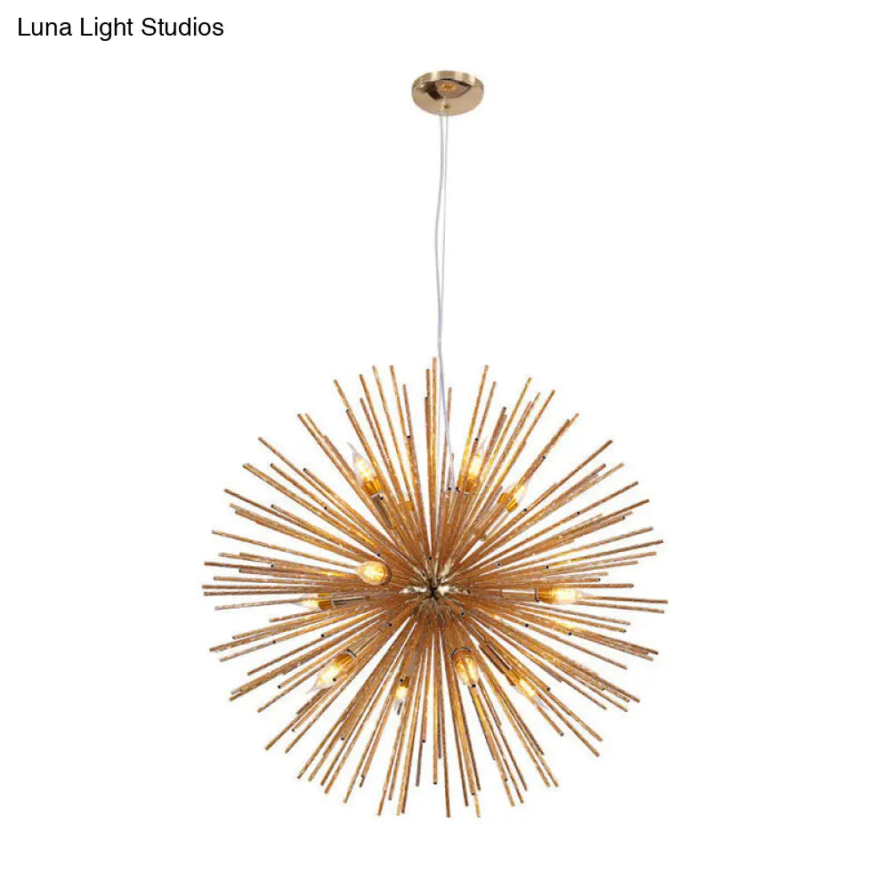 Hedgehog Chandelier With Minimalist Metal Design For Stylish Living Room Lighting Gold / 29.5