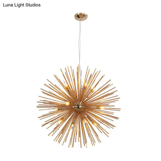 Hedgehog Chandelier With Minimalist Metal Design For Stylish Living Room Lighting Gold / 29.5