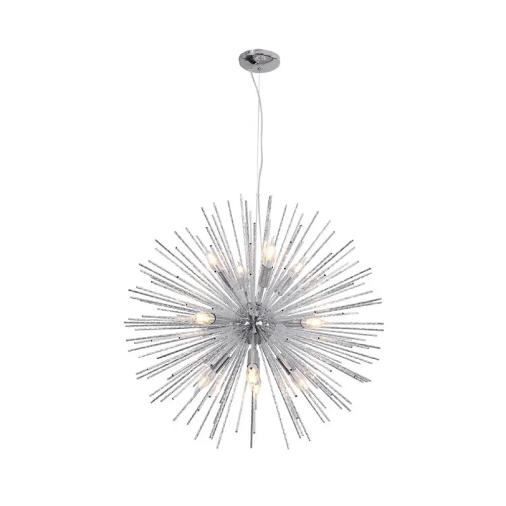 Modern Hedgehog Chandelier With Carved Metal Design For Living Room - Stylish Hanging Light Fixture