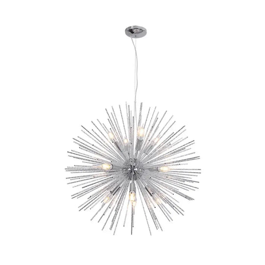 Modern Hedgehog Chandelier With Carved Metal Design For Living Room - Stylish Hanging Light Fixture