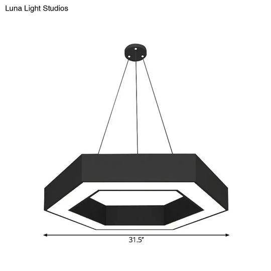 Modern Black Led Pendant Light - Hexagonal Acrylic Fixture 18/31.5/47 Wide