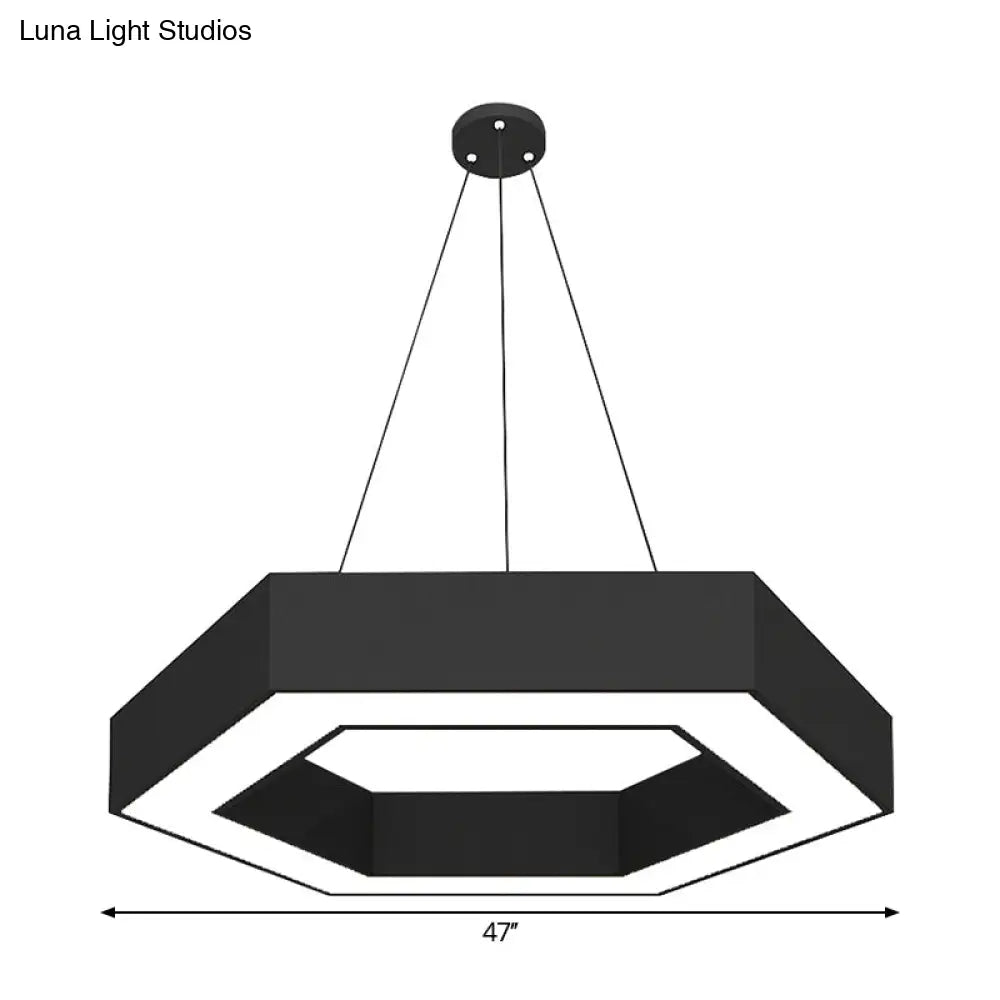 Modern Hexagonal Led Pendant Light Fixture In Acrylic Black 18’/31.5’/47’ Wide