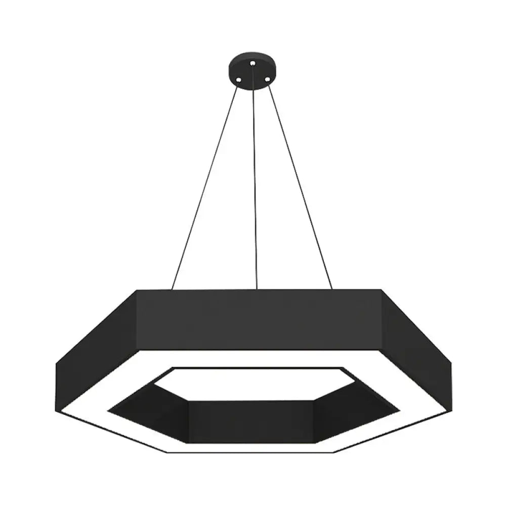 Modern Hexagonal Led Pendant Light Fixture In Acrylic Black 18’/31.5’/47’ Wide / 18’