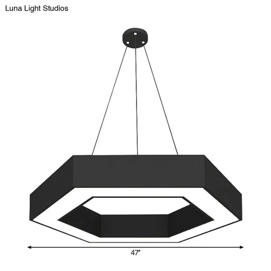 Modern Black Led Pendant Light - Hexagonal Acrylic Fixture 18/31.5/47 Wide