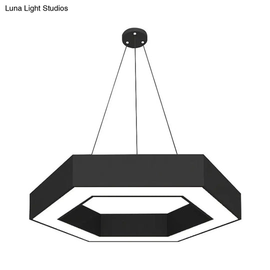 Modern Black Led Pendant Light - Hexagonal Acrylic Fixture 18/31.5/47 Wide / 18