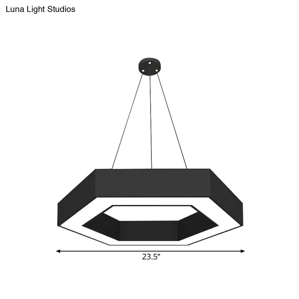 Modern Hexagonal Led Pendant Light Fixture In Acrylic Black 18’/31.5’/47’ Wide