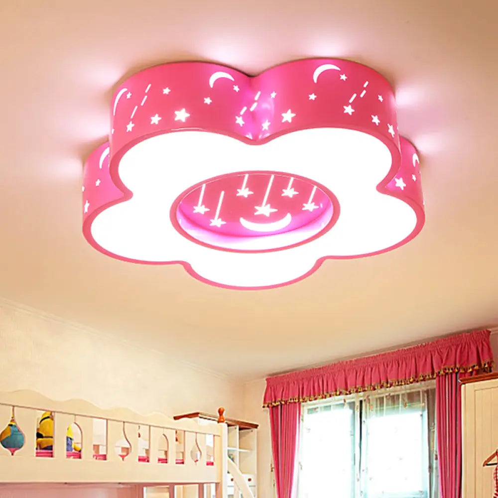 Modern Hollow - Out Blossom Ceiling Light With Acrylic Led Flush Mount Lighting For Playroom In