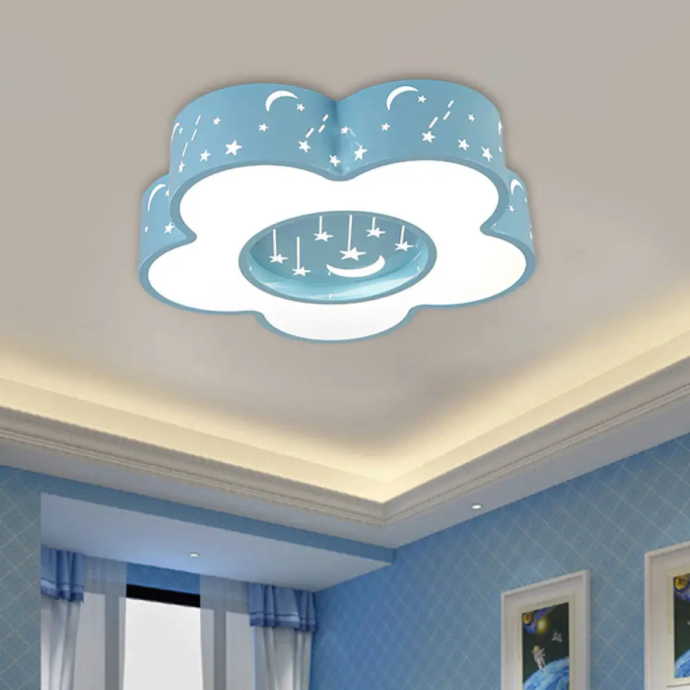 Modern Hollow - Out Blossom Ceiling Light With Acrylic Led Flush Mount Lighting For Playroom In