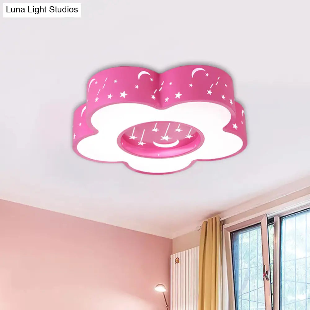 Modern Hollow - Out Blossom Ceiling Light With Acrylic Led Flush Mount Lighting For Playroom In