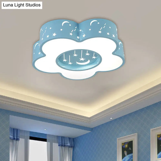 Modern Hollow-Out Blossom Ceiling Light With Acrylic Led Flush Mount Lighting For Playroom In