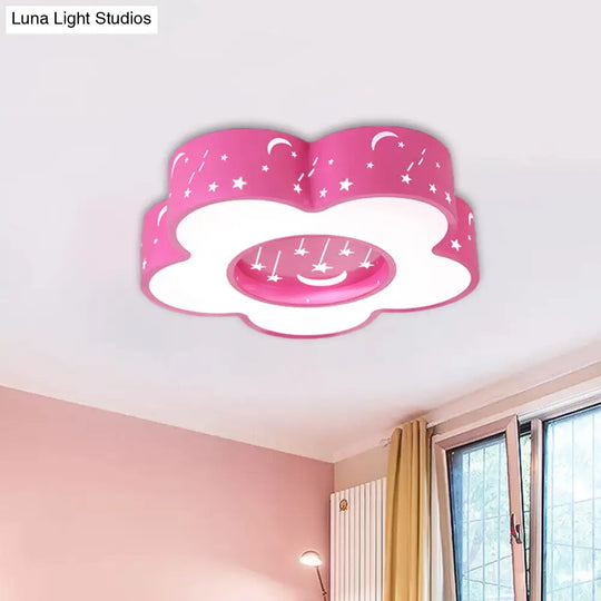 Modern Hollow-Out Blossom Ceiling Light With Acrylic Led Flush Mount Lighting For Playroom In