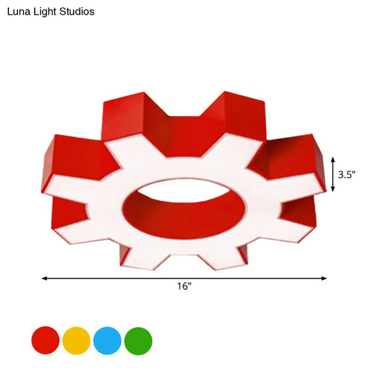 Modern Hollow - Out Gear Acrylic Flush Mount Lamp - Red/Yellow/Green Led Ceiling Light Fixture