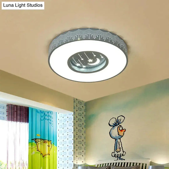 Modern Hollowed Meteor Ceiling Light: Romantic Acrylic Pink/White/Blue Led Flush Mounted Lamp