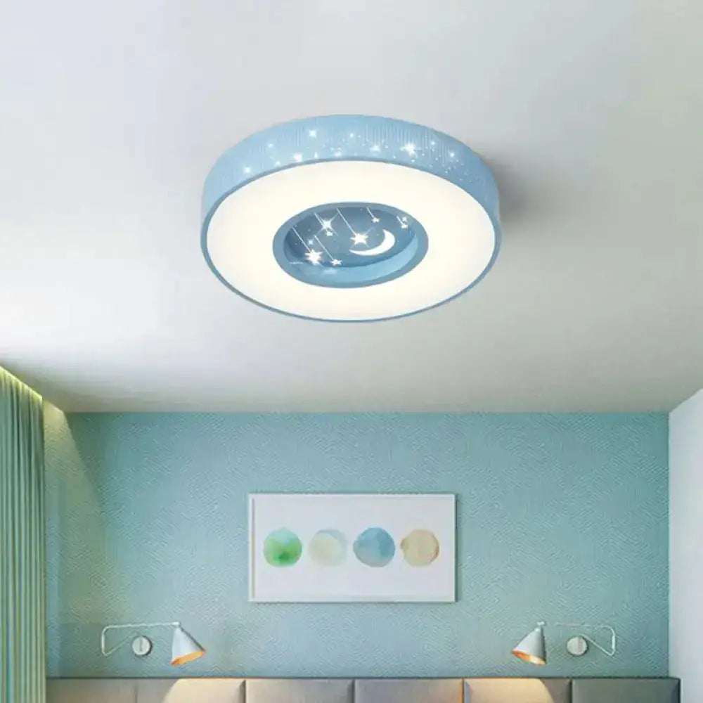 Modern Hollowed Meteor Ceiling Light: Romantic Acrylic Pink/White/Blue Led Flush Mounted Lamp