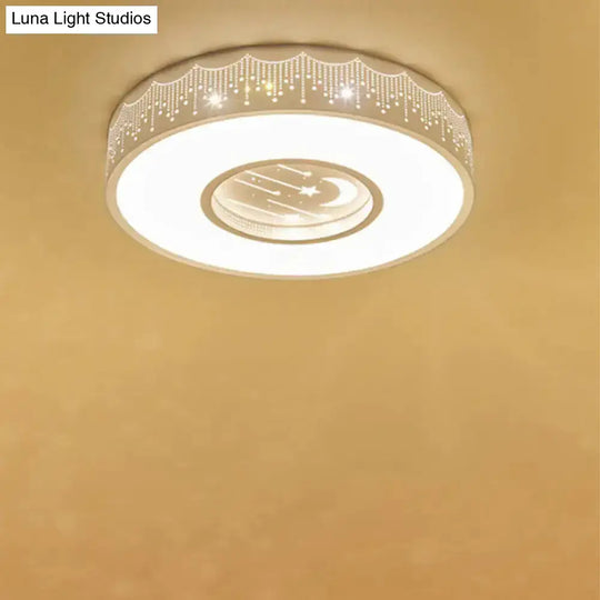 Modern Hollowed Meteor Ceiling Light: Romantic Acrylic Pink/White/Blue Led Flush Mounted Lamp