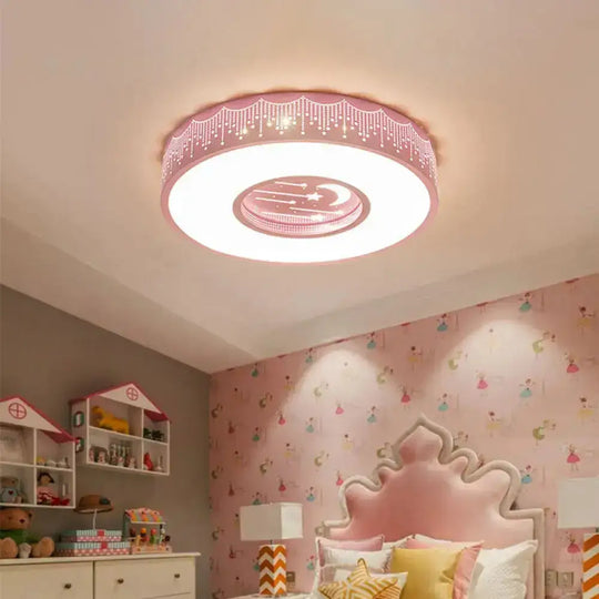 Modern Hollowed Meteor Ceiling Light: Romantic Acrylic Pink/White/Blue Led Flush Mounted Lamp