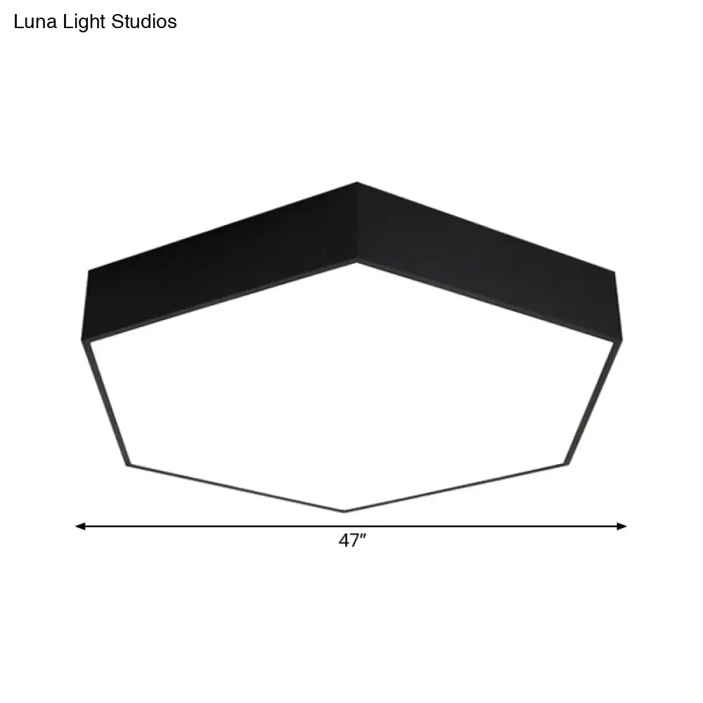 Modern Honeycomb Acrylic Led Ceiling Lamp - Black Flush Mount For Office (18’/23.5’/47’ W)