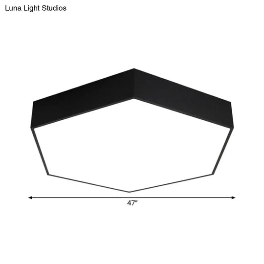 Modern Honeycomb Acrylic Led Ceiling Lamp - Black Flush Mount For Office (18’/23.5’/47’ W)