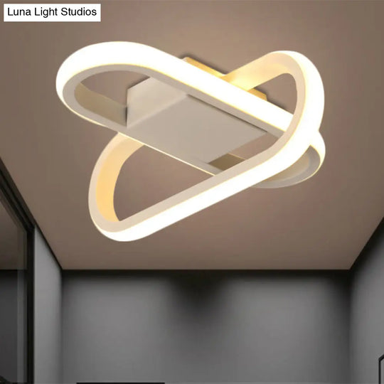 Modern Hotel Led Flush - Mount Ceiling Lamp In Black/White With Acrylic Shade - Warm/White Light