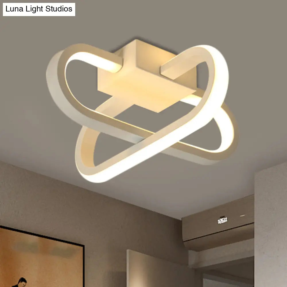 Modern Hotel Led Flush - Mount Ceiling Lamp In Black/White With Acrylic Shade - Warm/White Light