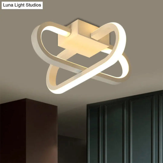 Modern Hotel Led Flush - Mount Ceiling Lamp In Black/White With Acrylic Shade - Warm/White Light