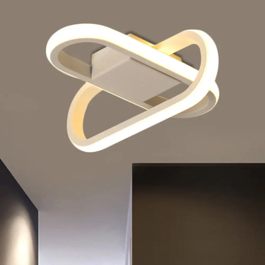 Modern Hotel Led Flush - Mount Ceiling Lamp In Black/White With Acrylic Shade - Warm/White Light