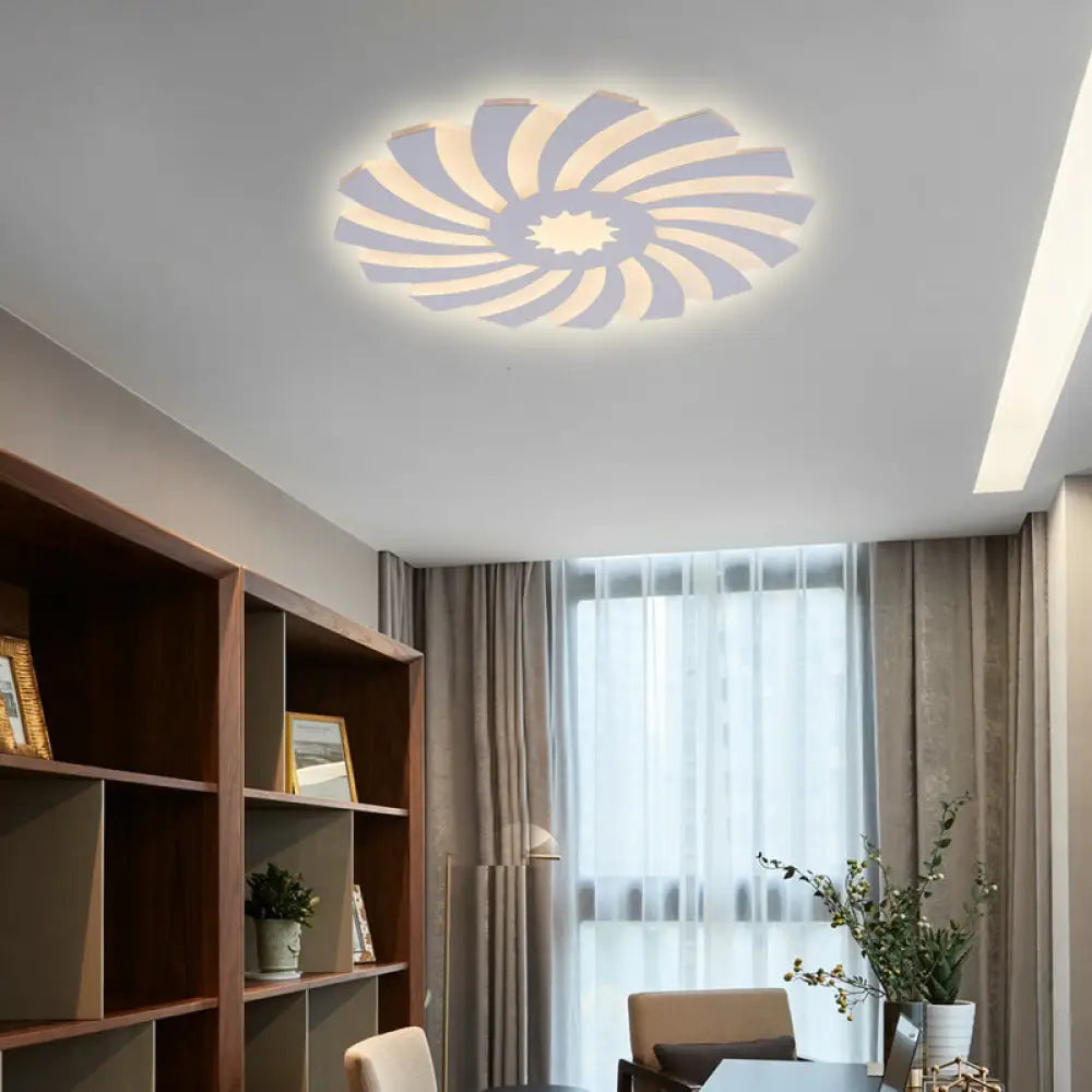 Modern Hotel-Style Led Flush Ceiling Light With Warm/White Lighting And Acrylic Flower Design For