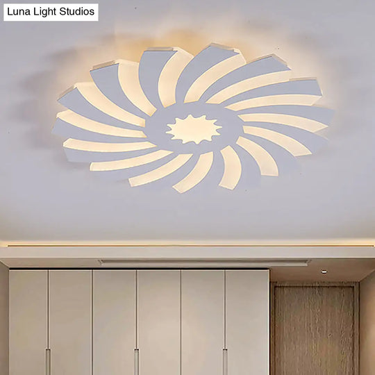 Modern Hotel-Style Led Flush Ceiling Light With Warm/White Lighting And Acrylic Flower Design For