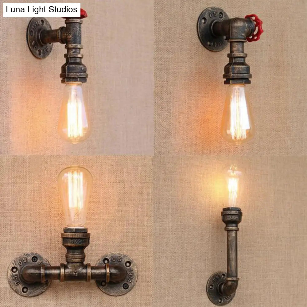 Modern Industrial 1/3-Light Wrought Iron Wall Lamp In Bronze For Kitchen Mounted