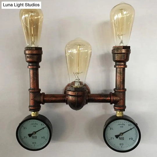 Modern Industrial 1/3-Light Wrought Iron Wall Lamp In Bronze For Kitchen Mounted