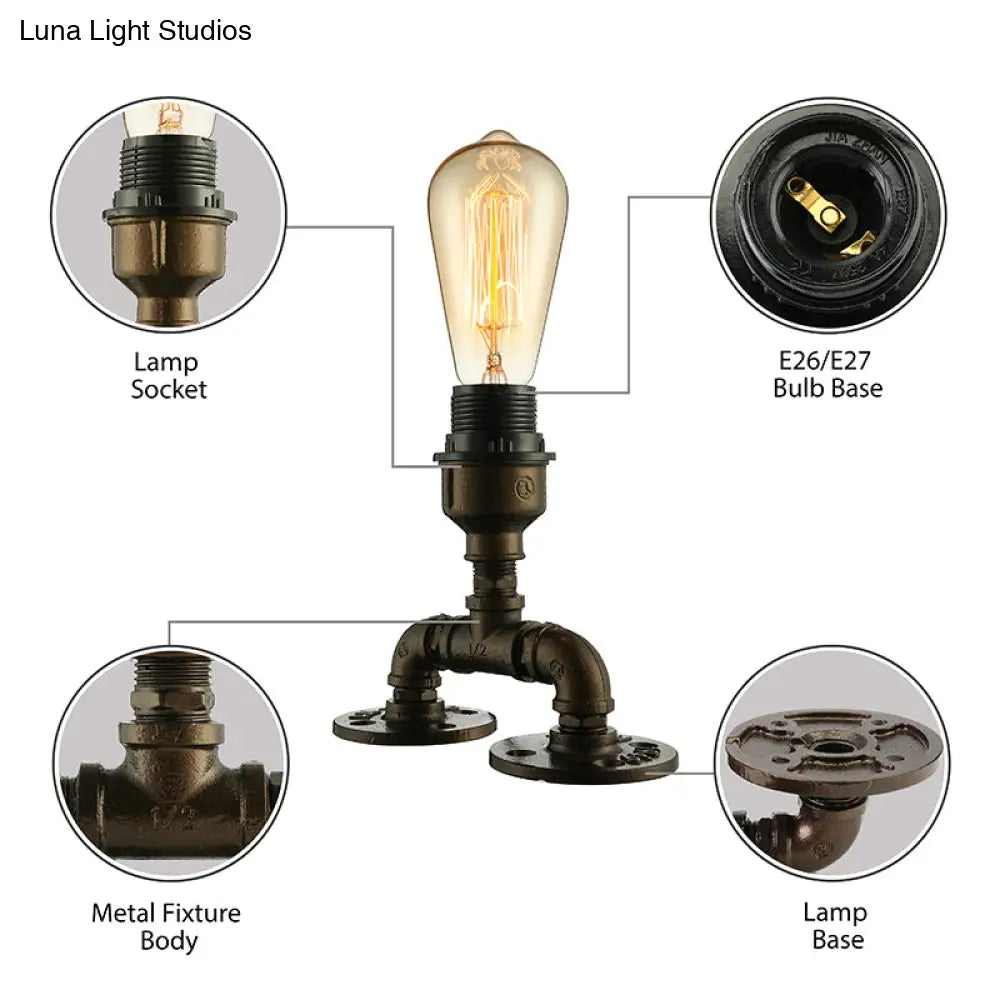 Modern Industrial 1-Head Black Standing Light With Pipe Design - Aesthetic Table Lighting For Coffee