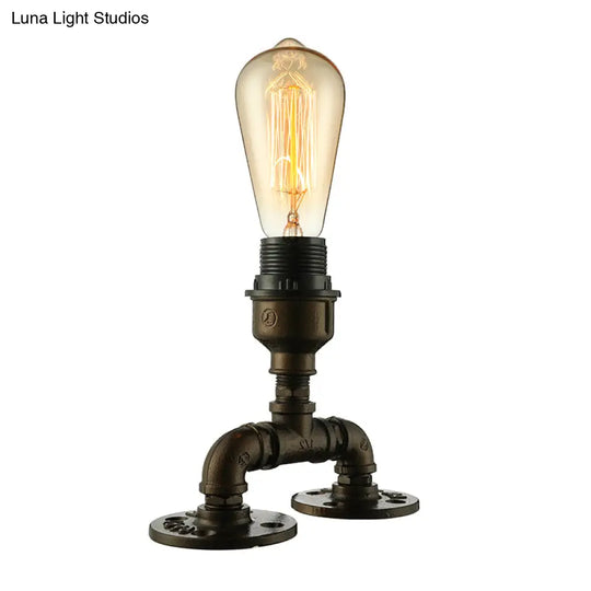 Modern Industrial 1-Head Black Standing Light With Pipe Design - Aesthetic Table Lighting For Coffee