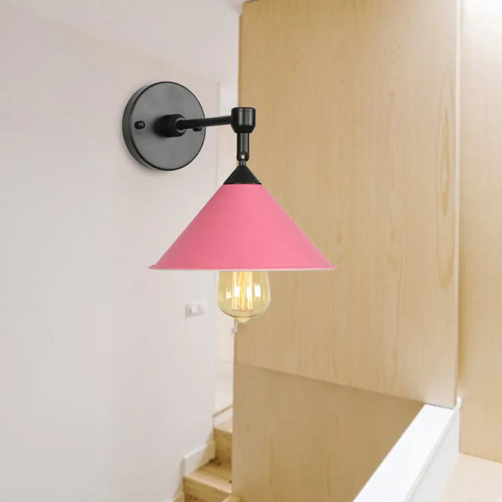 Modern Industrial Bathroom Wall Sconce Lamp - Black/Gray Metallic Finish Pink