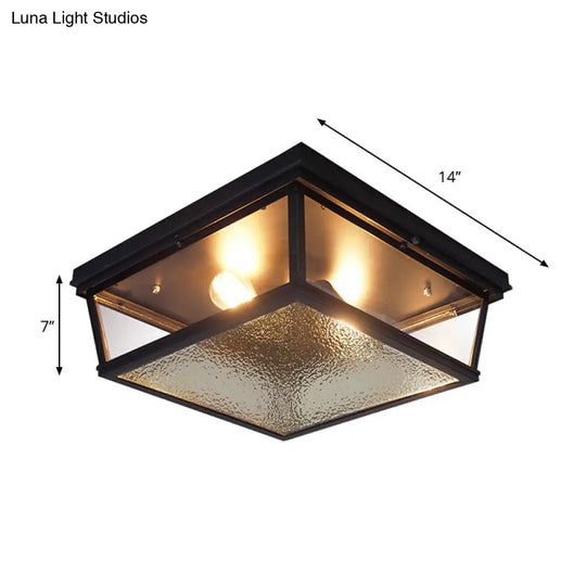 Modern Industrial Black Ceiling Lamp With 2 Lights & Flush Mount For Corridors